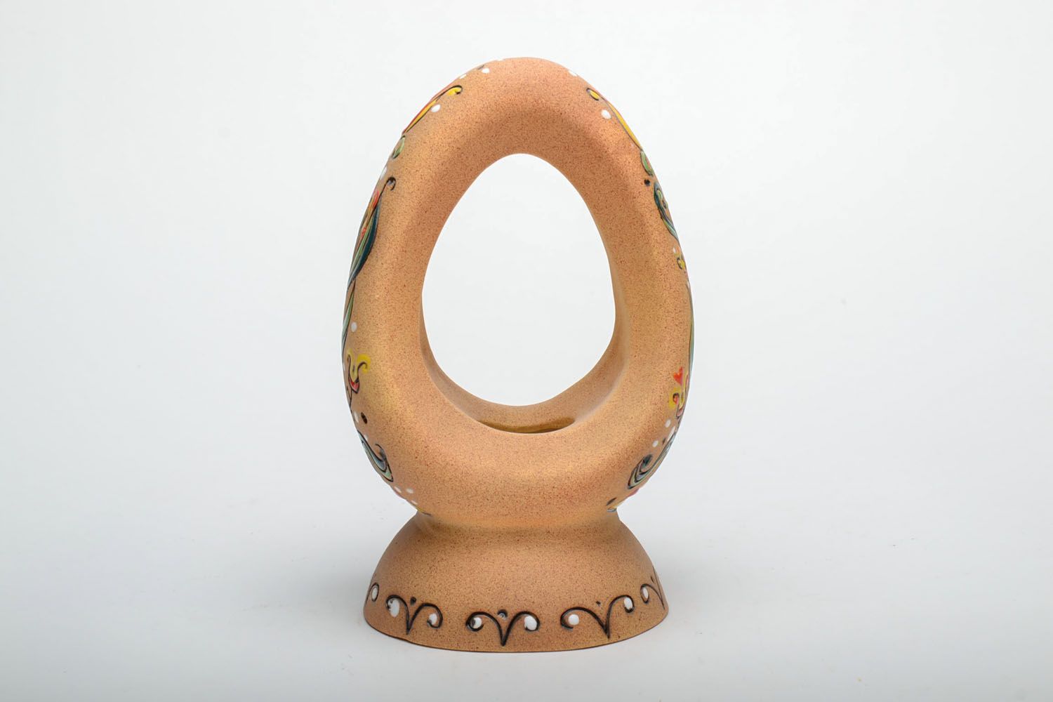 Clay candle holder in the shape of egg photo 2