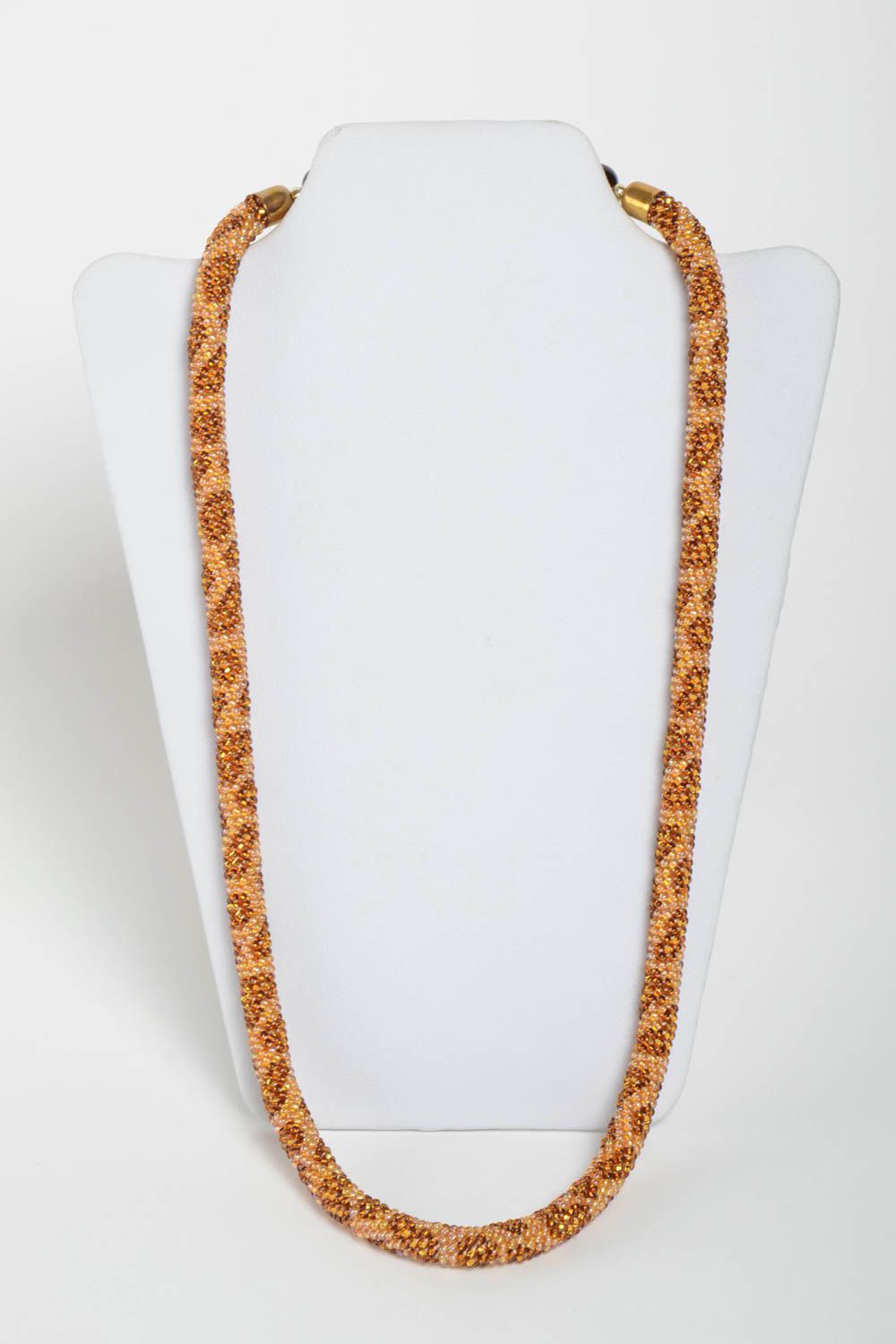 Collier spirale Bijou fait main Cadeau femme beige perles de rocaille tchèques photo 3
