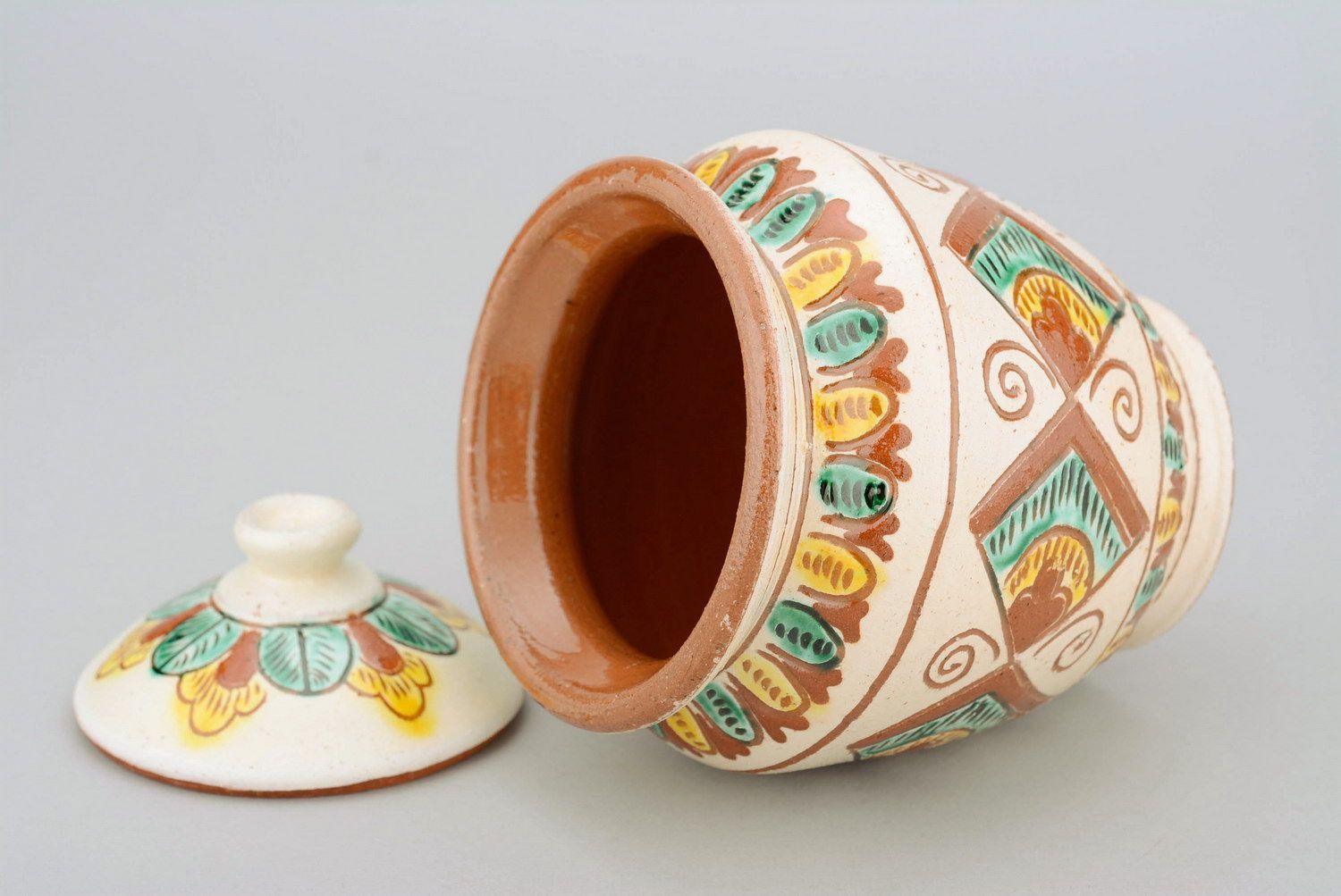 Pot cuisine fait main Vaisselle céramique avec ornements Déco cuisine ethnique photo 3