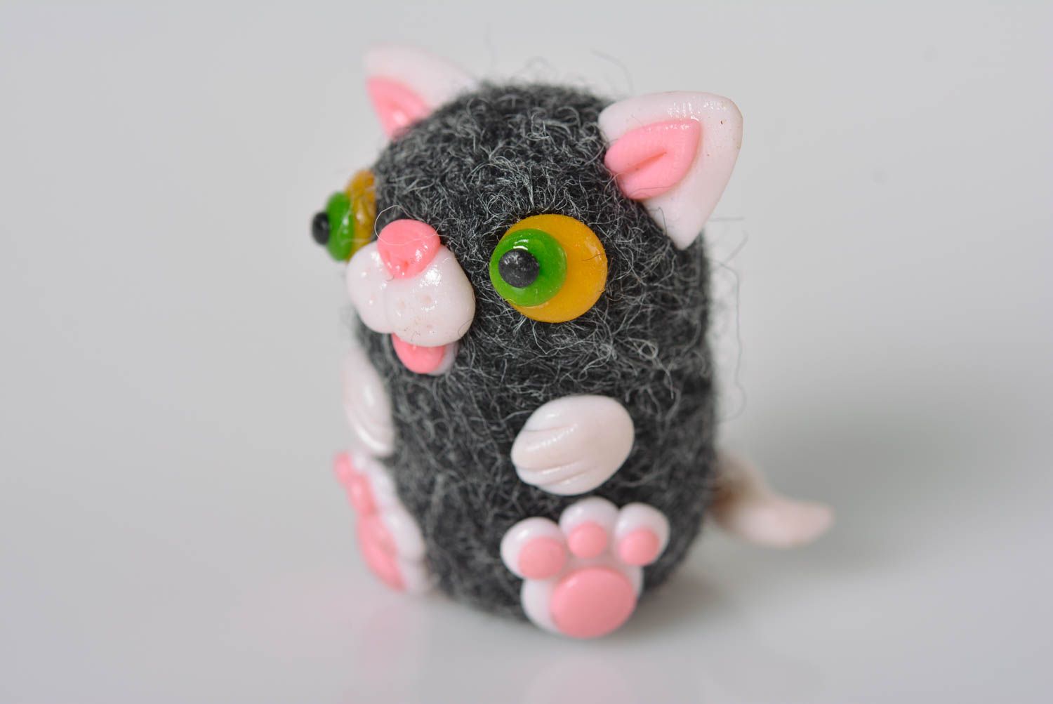 Handmade Kuscheltier Katze Geschenke für Kinder Haus Deko aus Wolle gefilzt foto 3