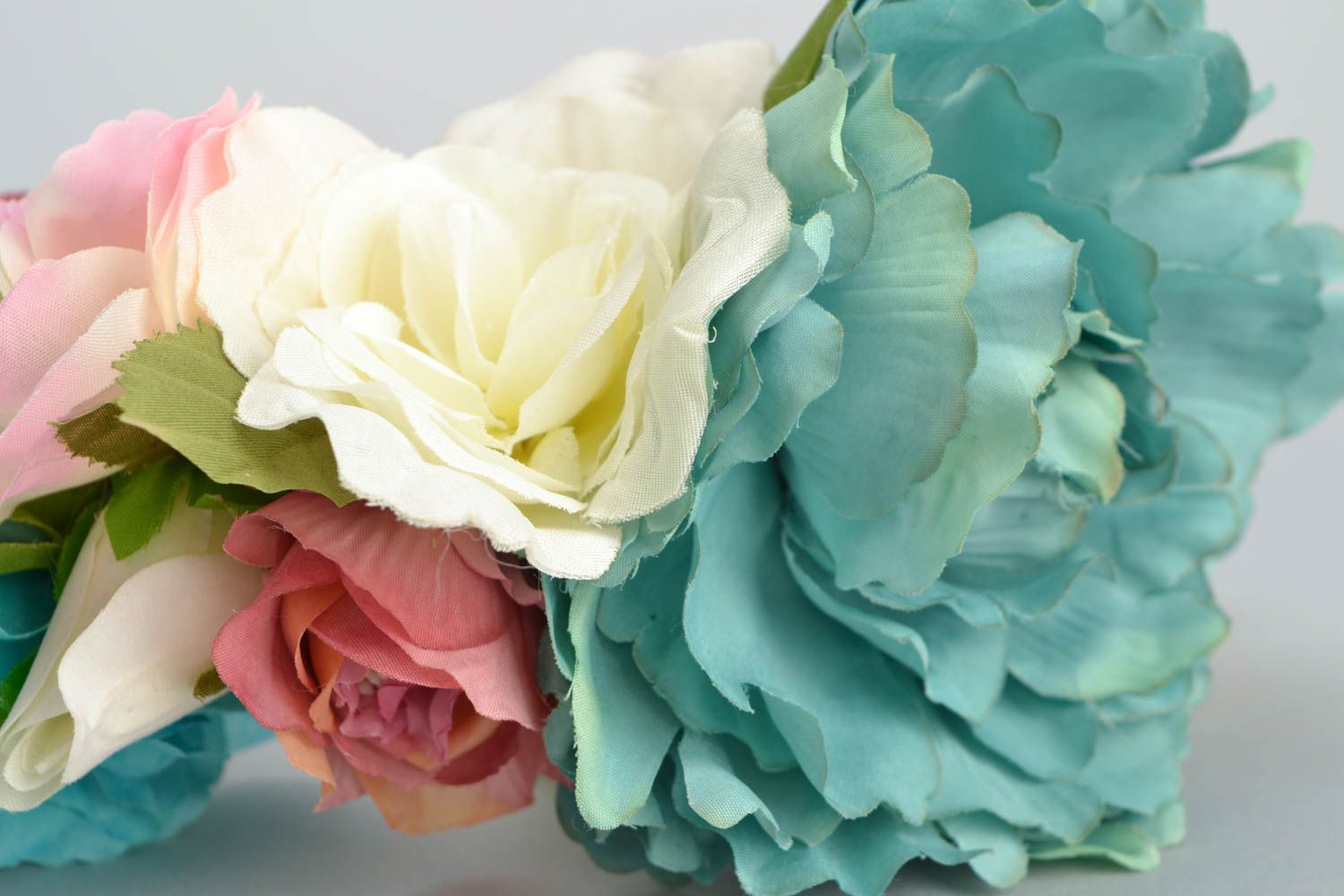 Jolie couronne de fleurs pour cheveux en tissu faite main accessoire pour femme photo 4