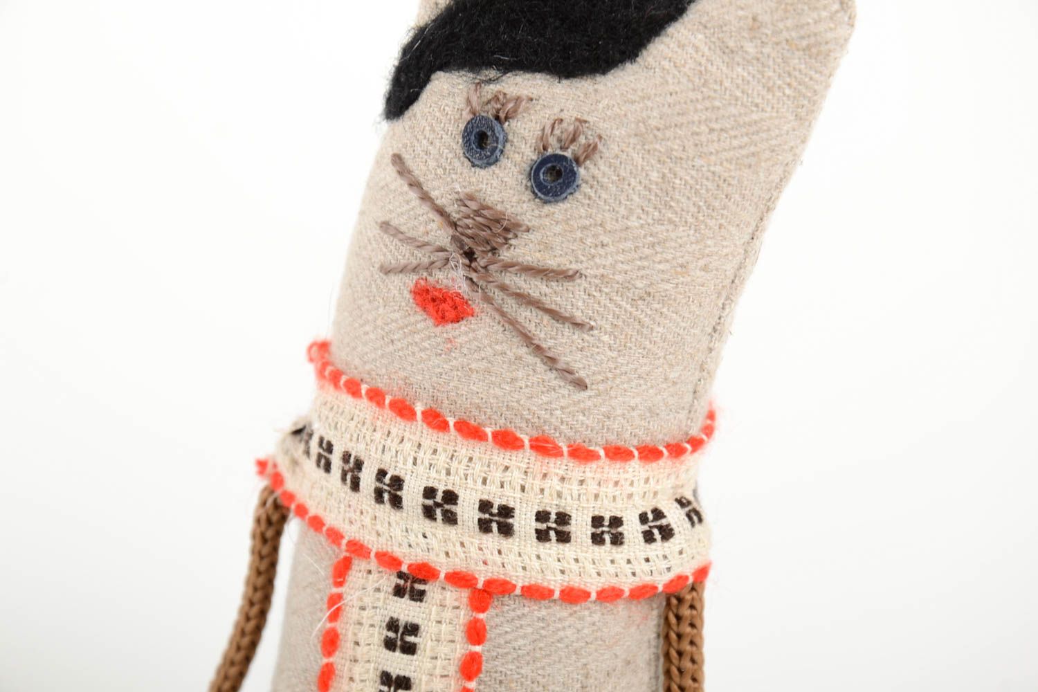 Котик фигурка ручной работы текстильный декор для дома необычный подарок ребенку фото 5