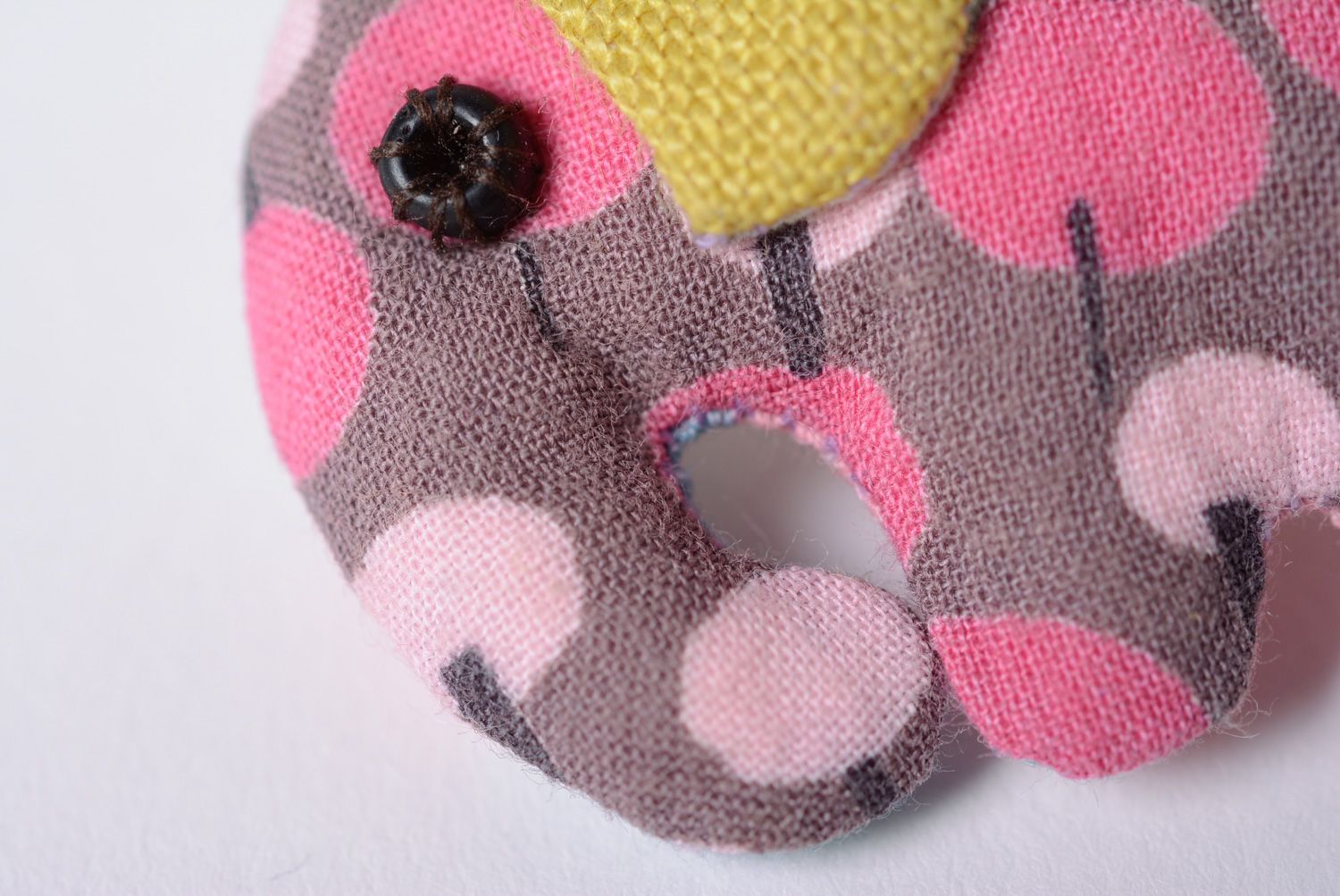 Handmade designer soft fabric brooch in the shape of colorful elephant photo 2
