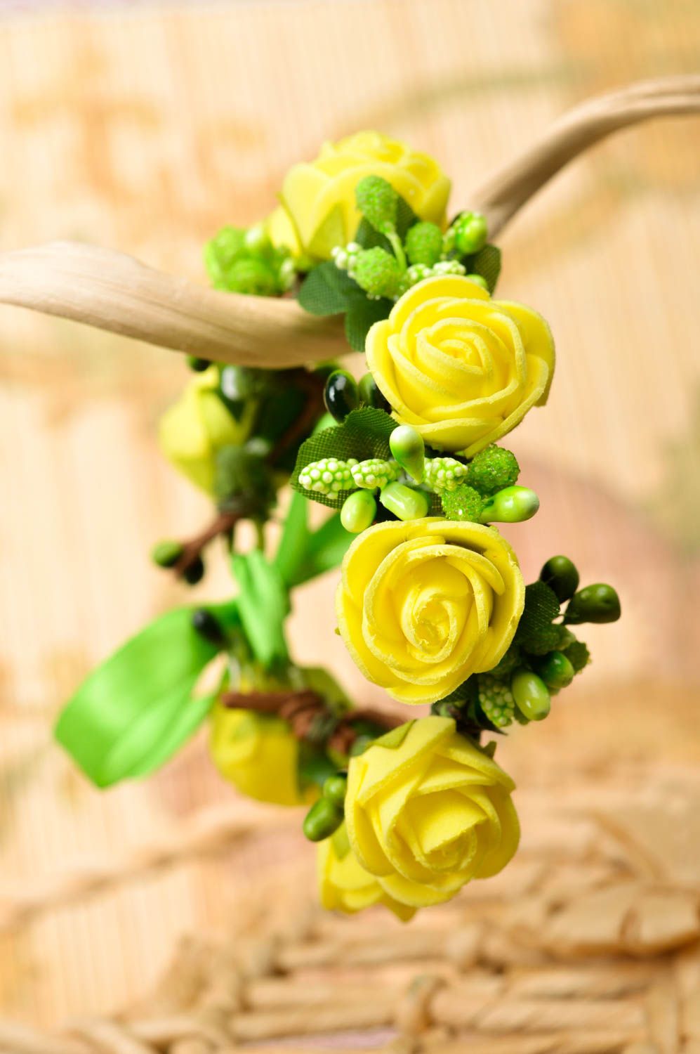 Handgefertigt Armband Blumen Designer Schmuck Frauen Geschenk in Gelb schön foto 1