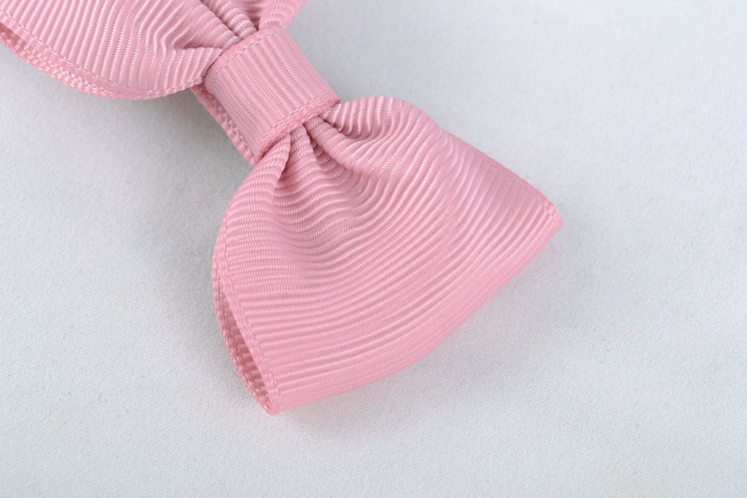 Barrette noeud en rubans de reps faite main design original couleur rose photo 5