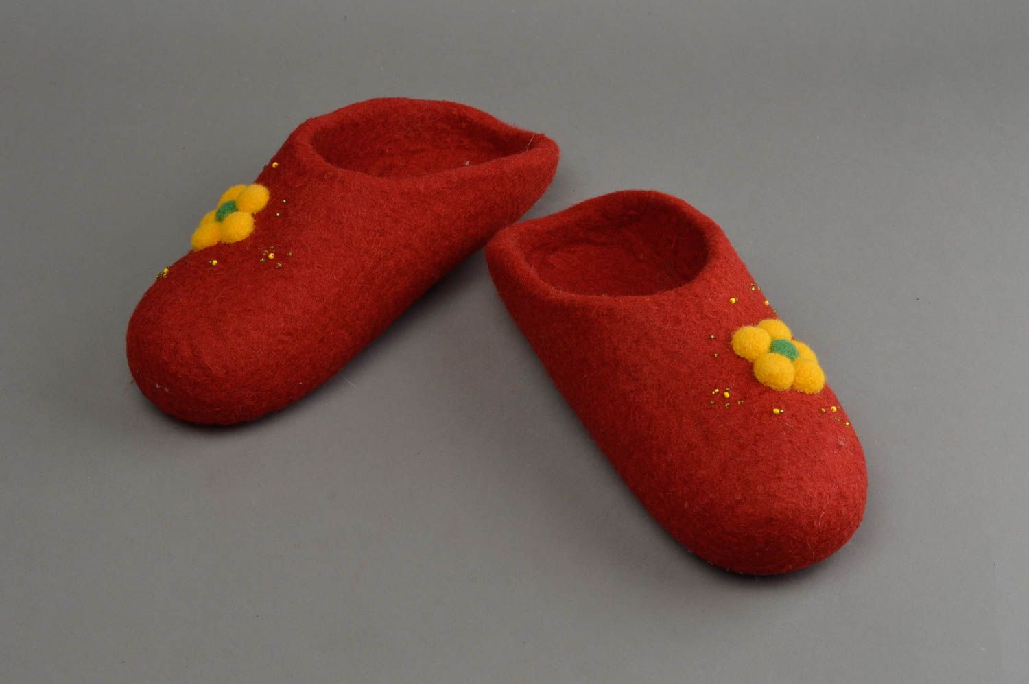 Handmade house shoes red slippers for women gift idea for wife warm slippers photo 2
