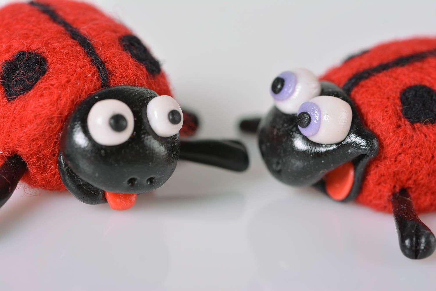 Handmade plastic figurines stylish ladybugs statuette interior toys decor photo 2