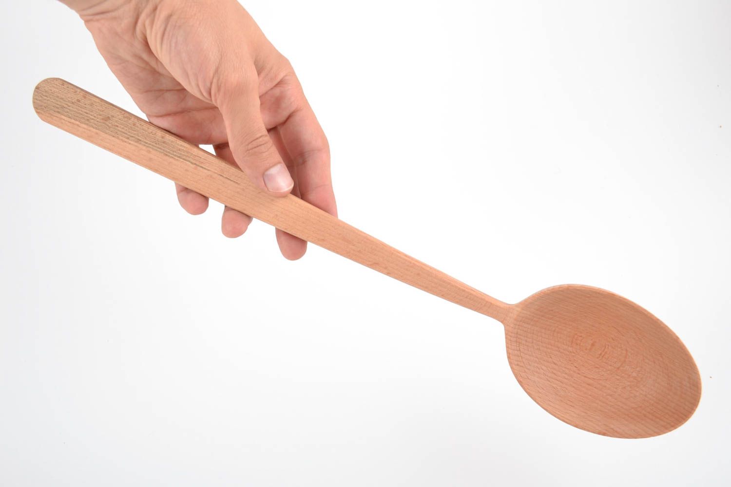 Wooden teaspoon with a long handle made of boiled beech wood for honey photo 5