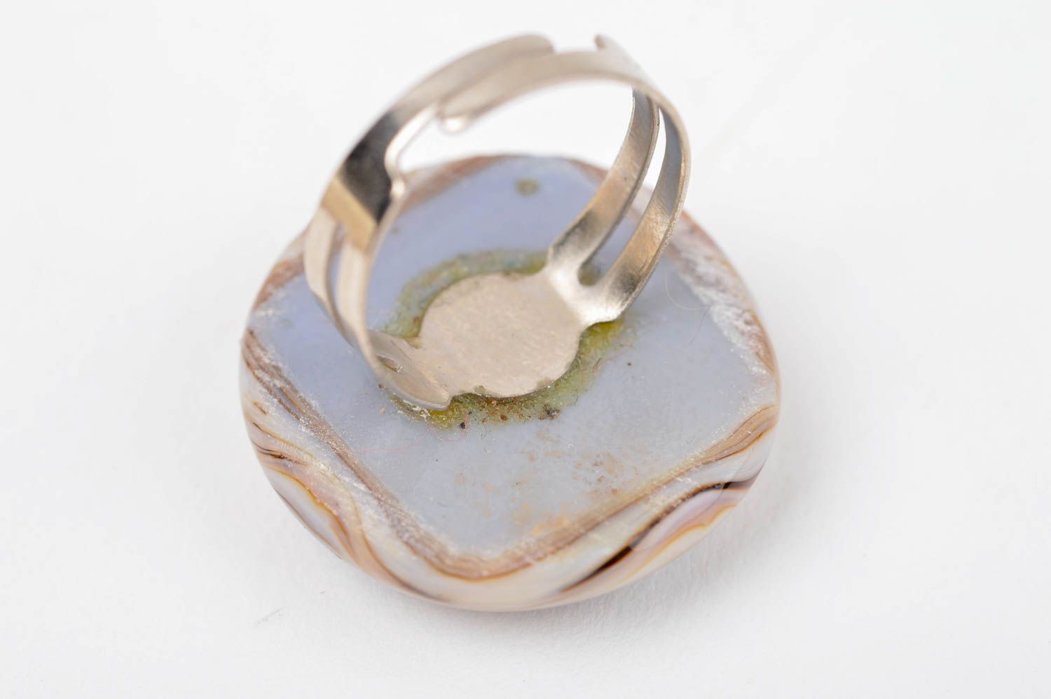 Handmade Glas Ring zart Damen Modeschmuck Accessoire für Frauen Blume Fusing foto 3