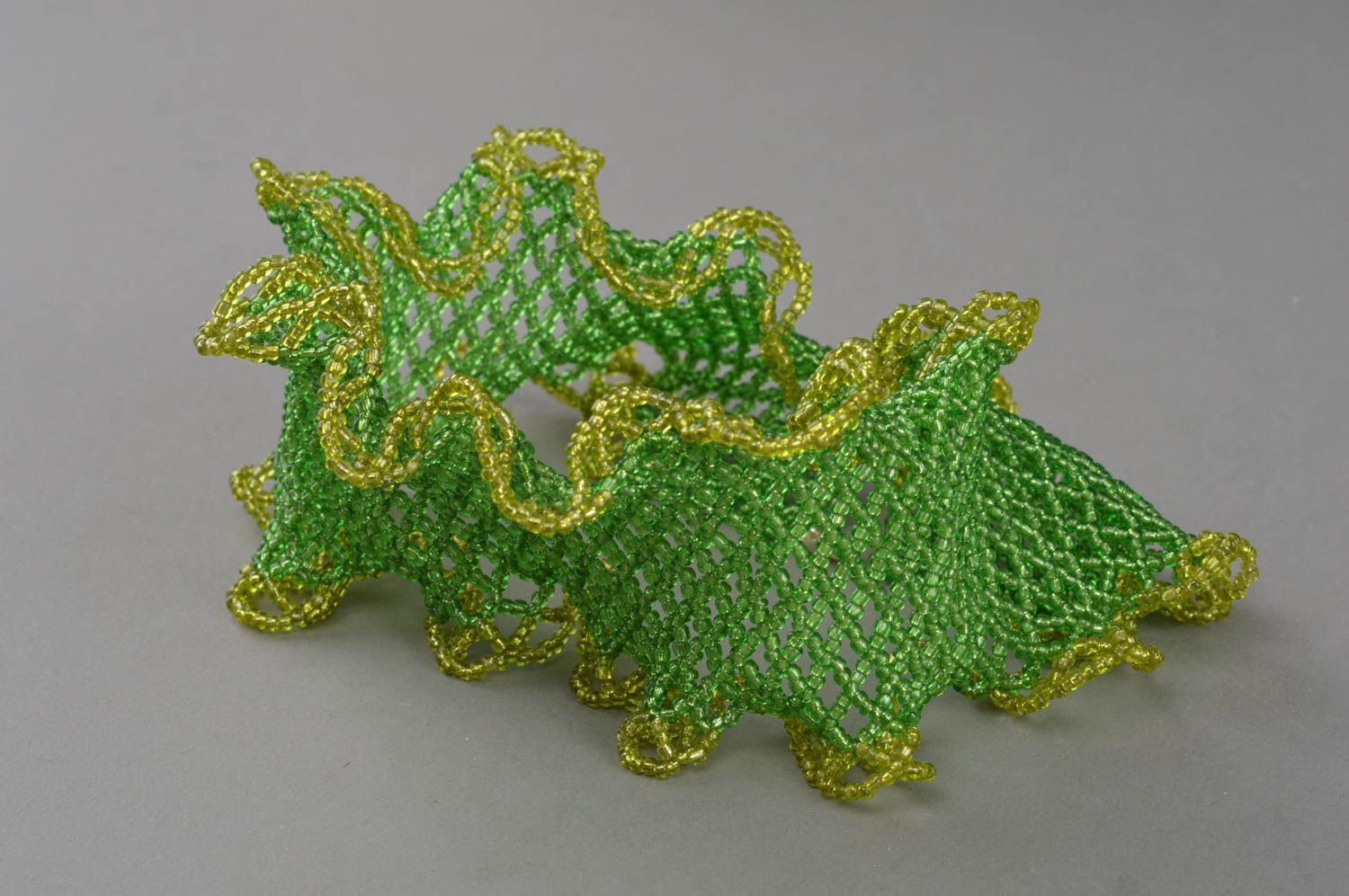 Handmade Designer Collier aus Glasperlen in Form vom Kragen für Romantik Look foto 3