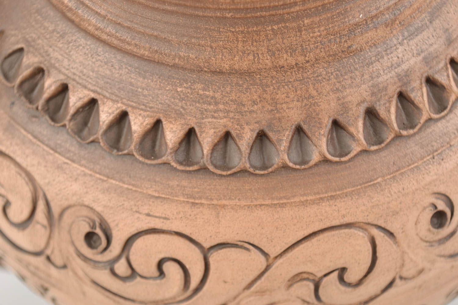Keramik Krug mit Motiv mit Deckel für Milch Wein Saft 1 L Handarbeit foto 3
