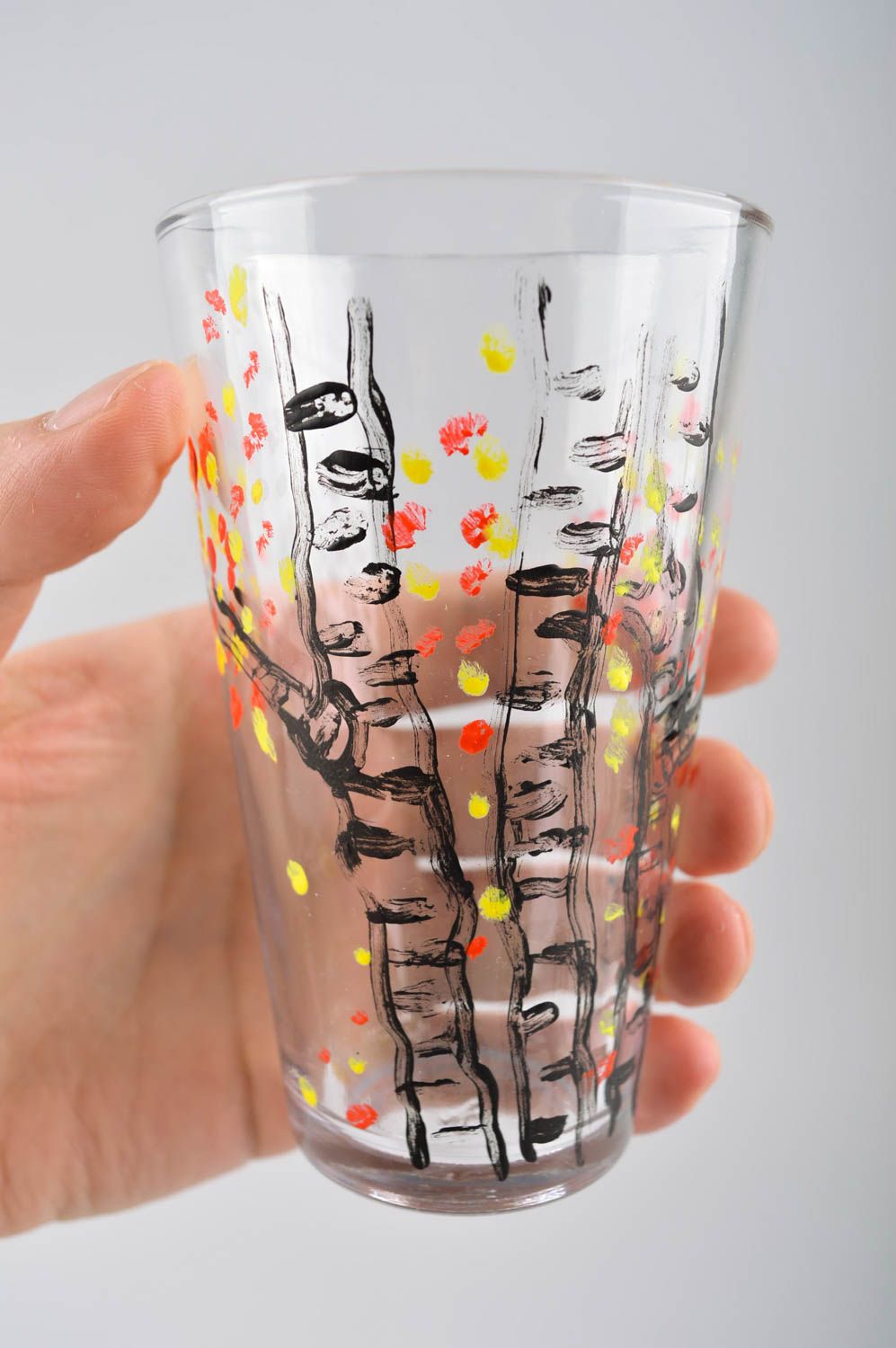 Verre à eau fait main Vaisselle en verre avec peinture Déco cuisine design photo 5