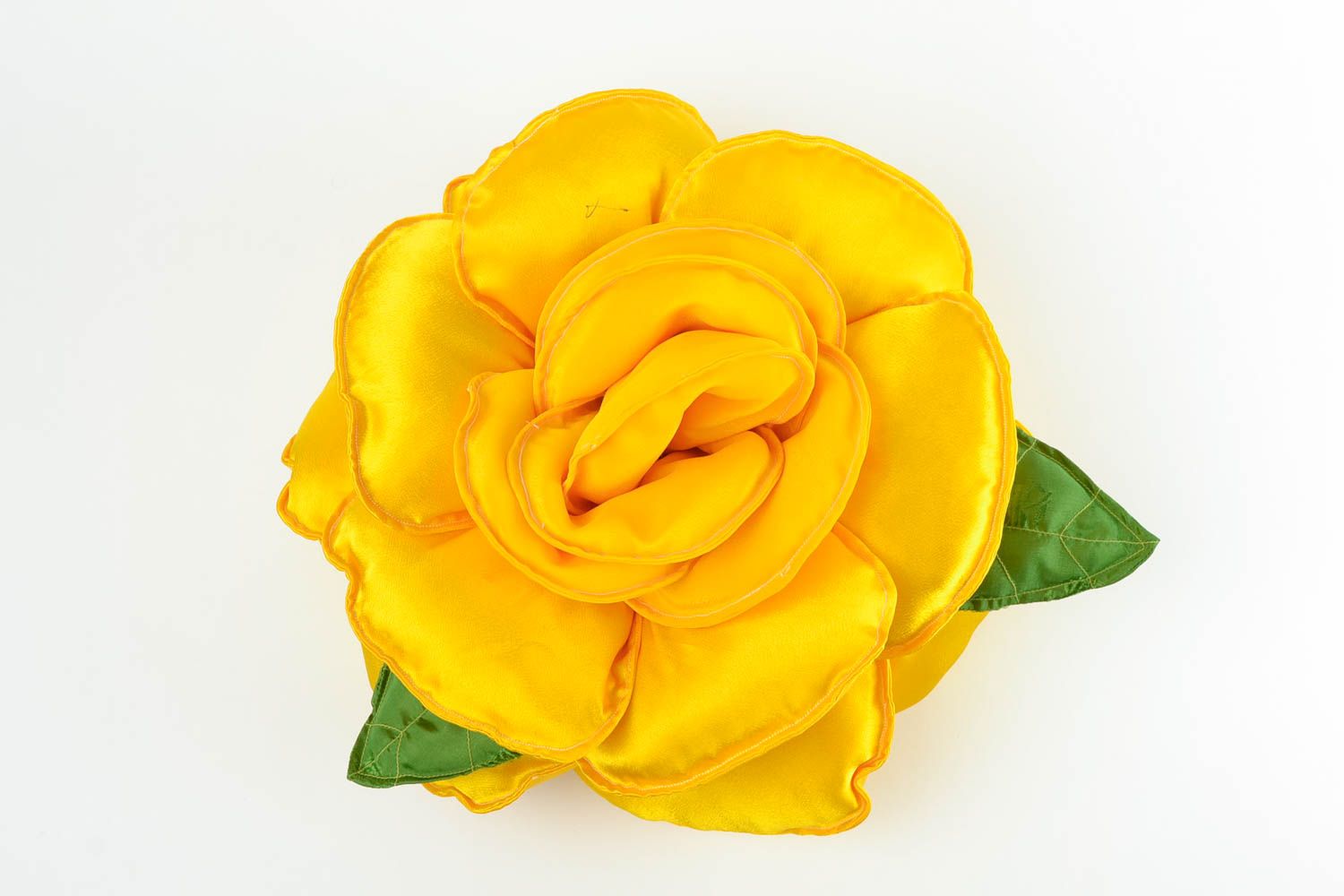 Подушка цветок ручной работы декоративная подушка желтая роза диванная подушка фото 3