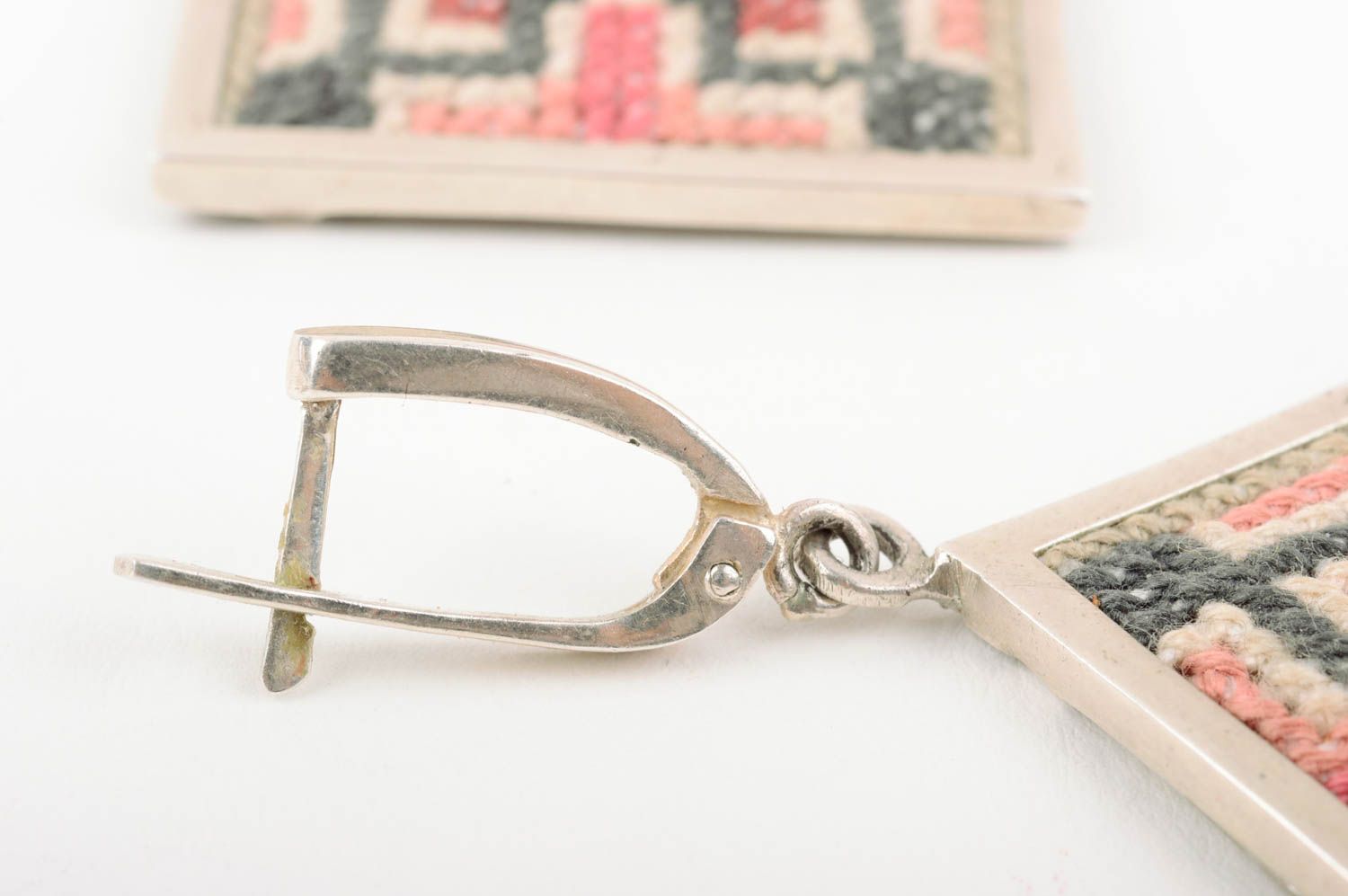 Handmade Silber Ohrringe bestickt Ohrhänger Modeschmuck Geschenk für Frauen foto 2