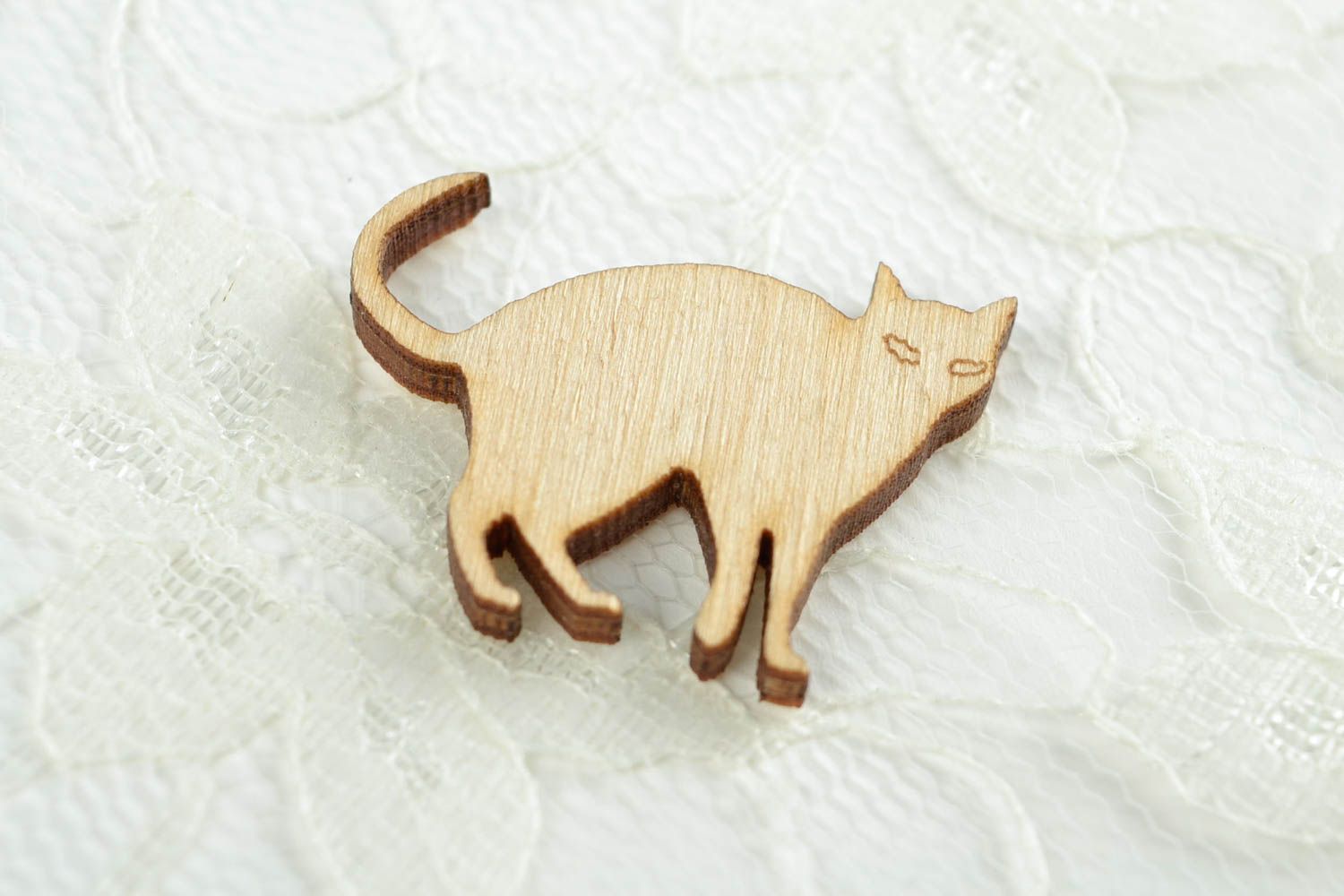 Handgemachte Holzrohling zum Bemalen Miniatur Figur schlaue Katze Holz Figur foto 1