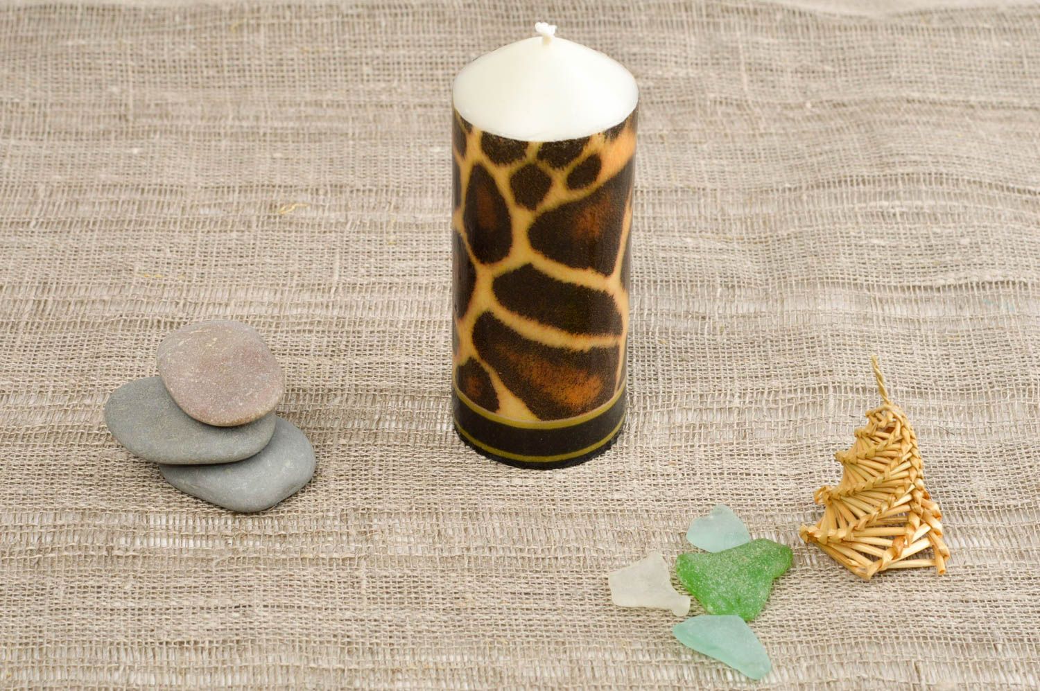 Handmade patterned candle unusual cute paraffin candle stylish home decor photo 1