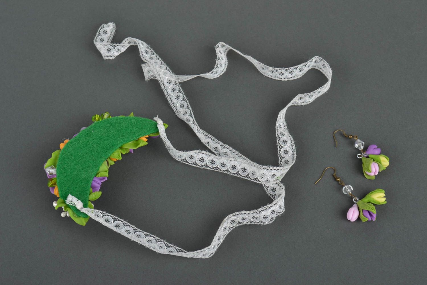 Conjunto de bisutería hecho a mano collar y pendientes accesorios de mujer foto 2