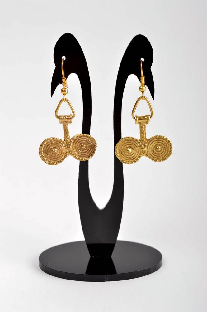 Metall Schmuck handmade lange Ohrhänger stilvoll Ohrringe für Damen prächtig foto 2