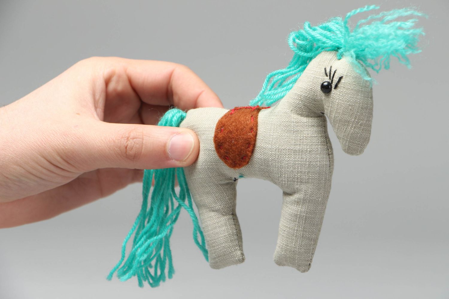 Handmade soft toy for kids Horse with Blue Mane photo 4