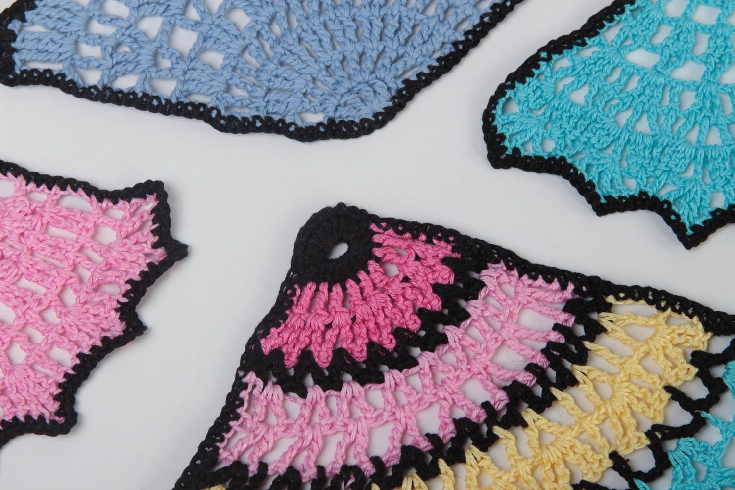 Handmade designer coaster unusual kitchen textile cute crocheted coaster photo 3