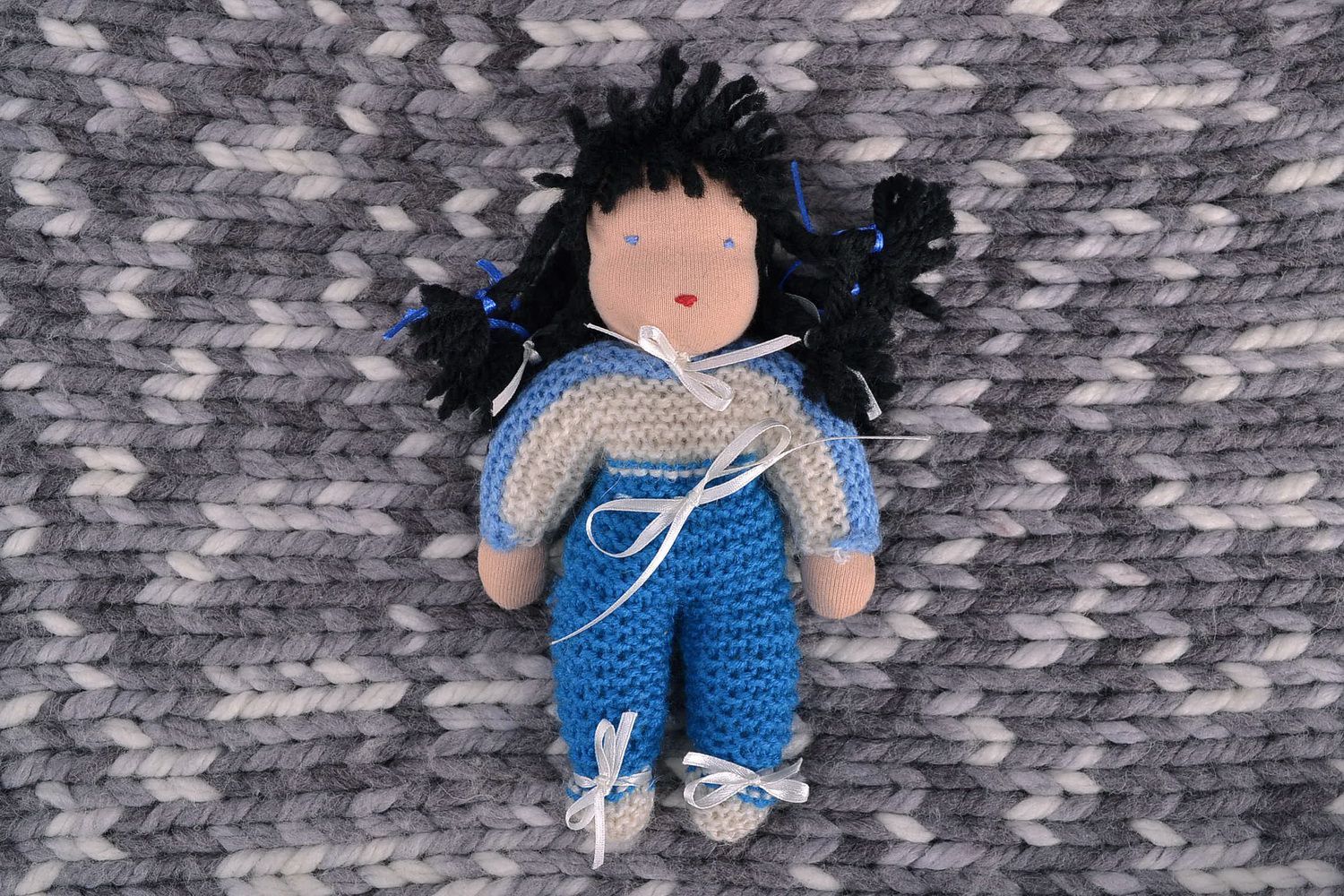 Wool knitted doll photo 1