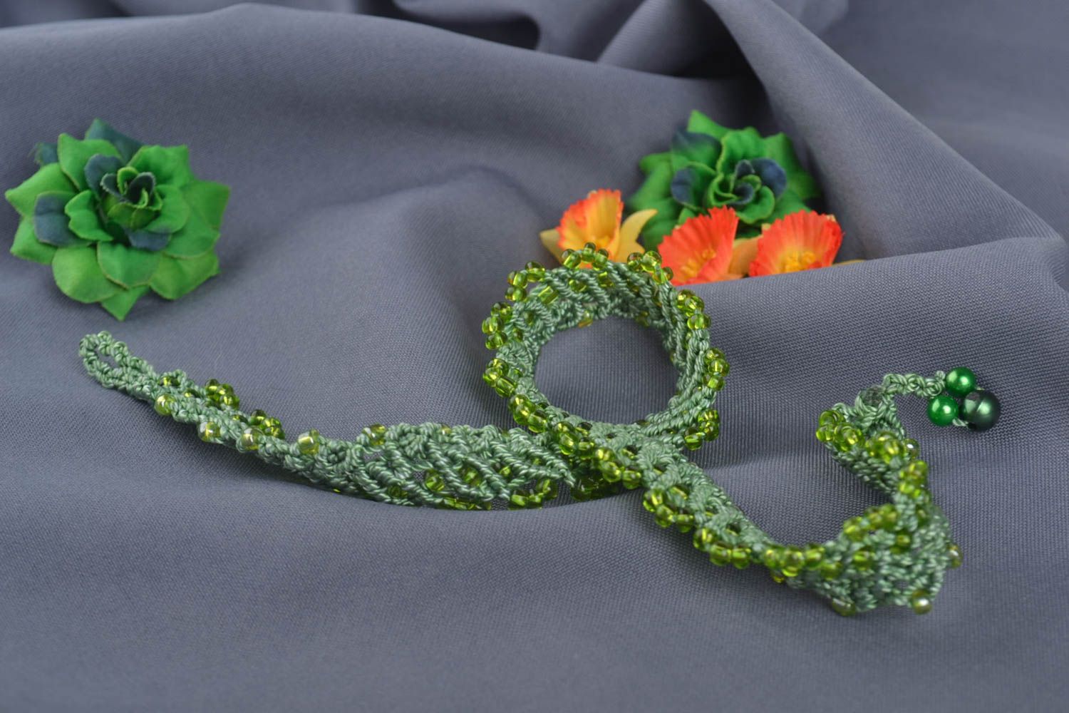 Handmade Rocailles Kette Damen Collier Halsketten Damen Halsketten Frauen grün foto 1