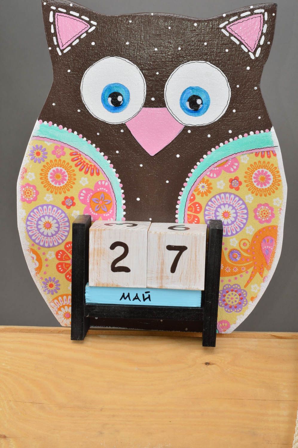 Calendario de mesa hecho a mano diseño de interior regalo para niño Lechuza foto 2