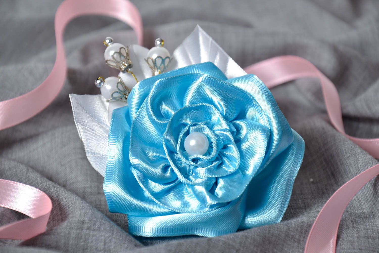 Broche azul bonito para cabelo acessórios femininos artesanais  foto 1