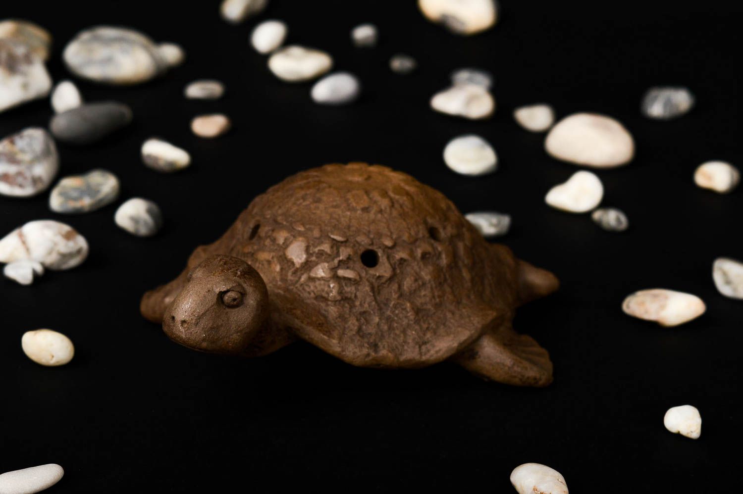 Sifflet jouet Instrument de musique fait main en argile Figurine tortue cadeau photo 1