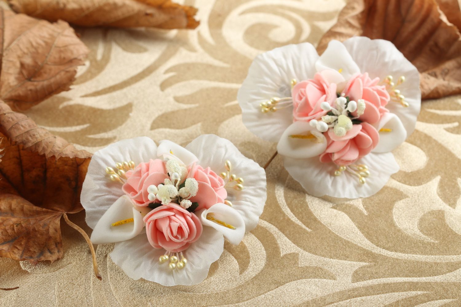 Blumen Haarspangen handgefertigt Haarschmuck Set Geschenk für Frauen 2 Stück foto 1
