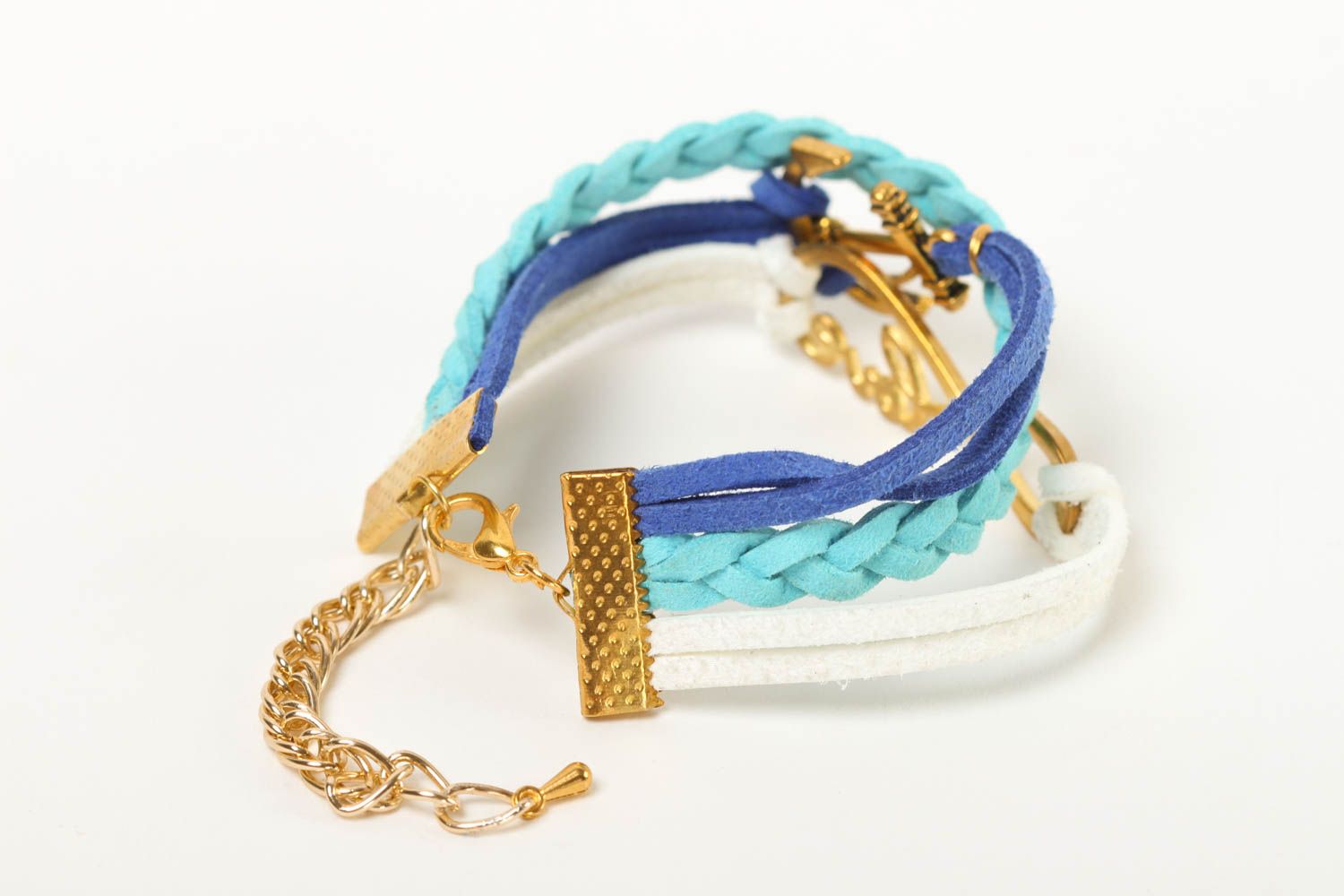 Bracelet cuir daim Bijou fait main multirang design original Cadeau pour femme photo 4