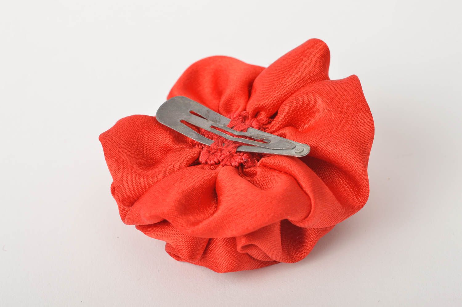 Blume Haarspange handgemachter Schmuck Accessoires für Mädchen in Rot zart foto 4