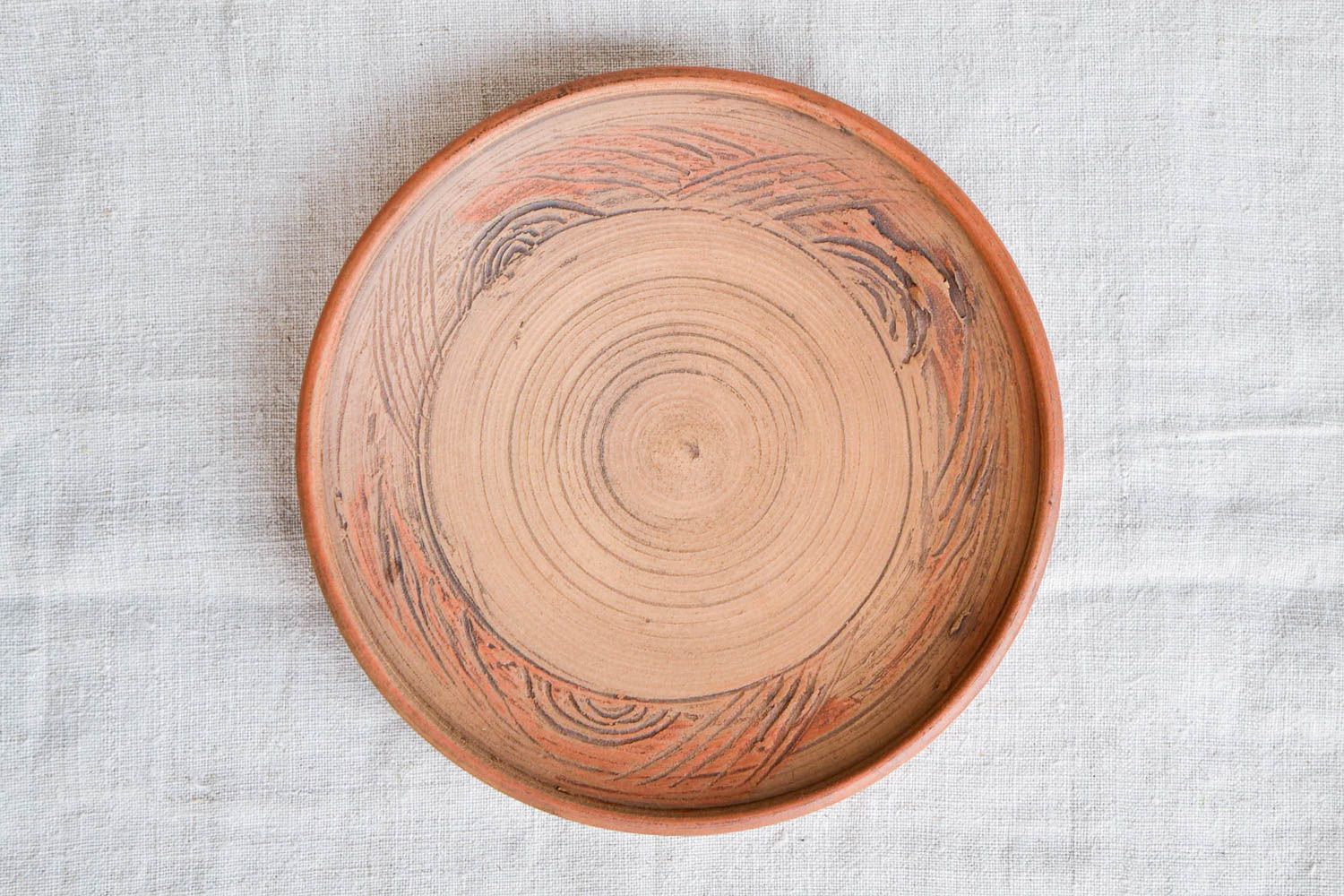 Глиняная посуда ручной работы красивая тарелка кухонная посуда необычная фото 3