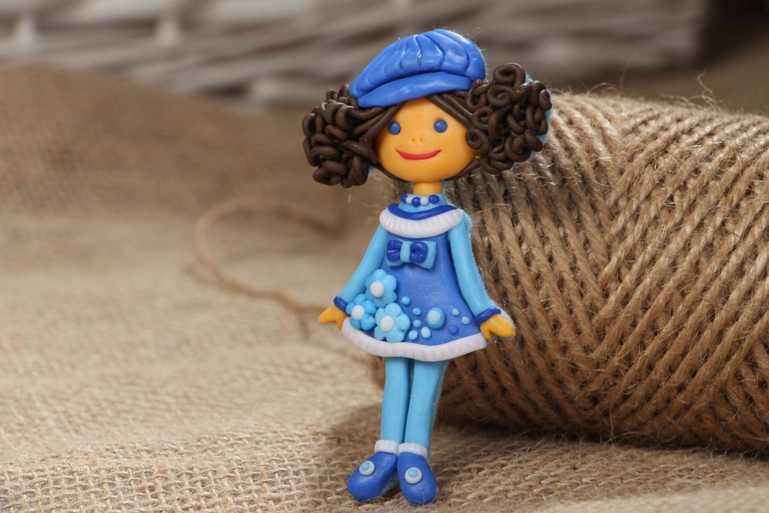 Polymer clay brooch in the shape of doll Viki photo 5