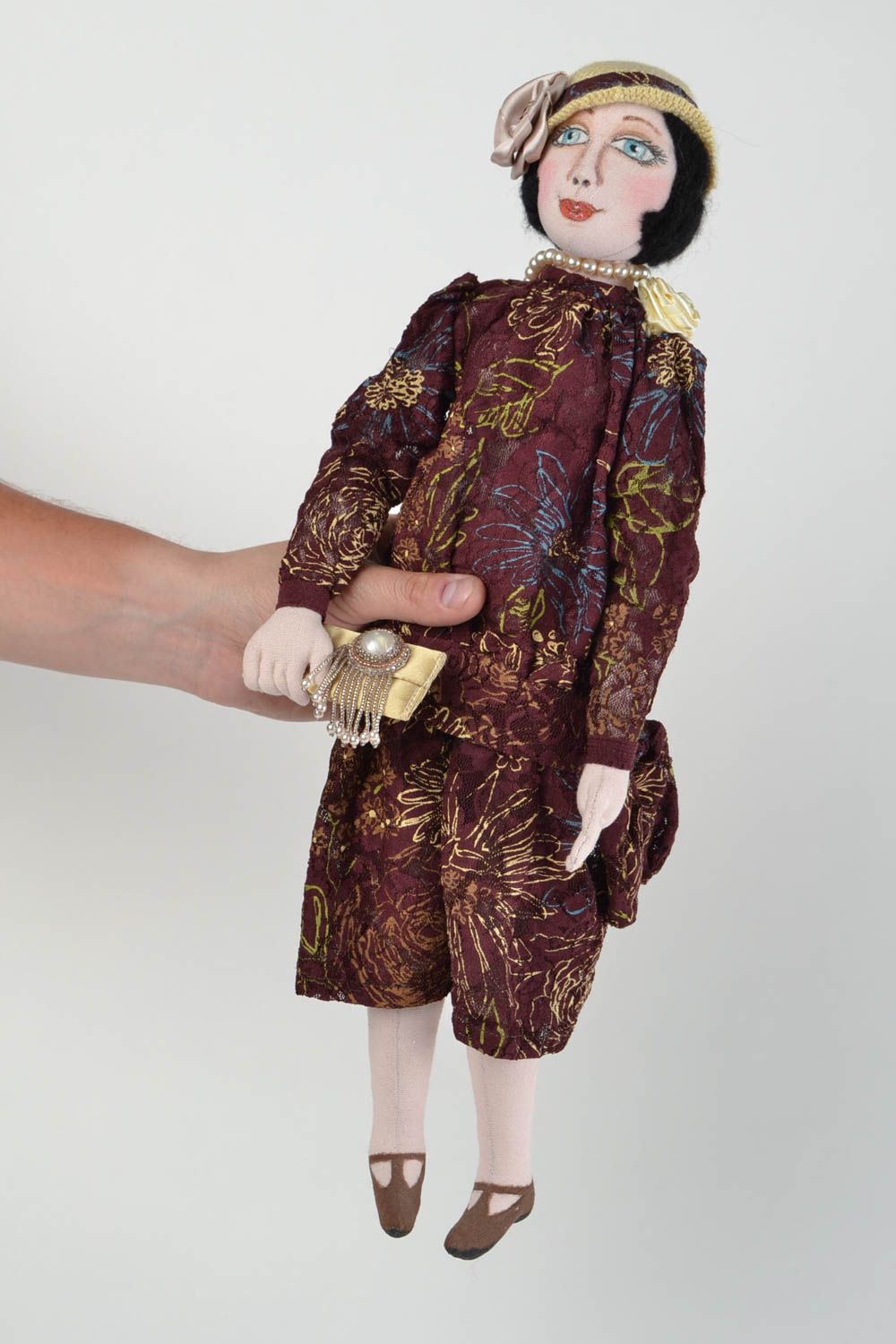 Designer handmade Puppe aus Textil für Kinder und Interieur handgeschaffene Anna foto 2