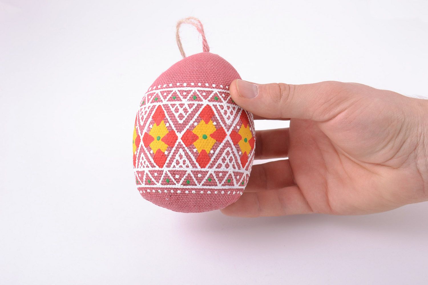 Handmade small decorative wall hanging Easter egg sewn of fabric with aroma photo 5