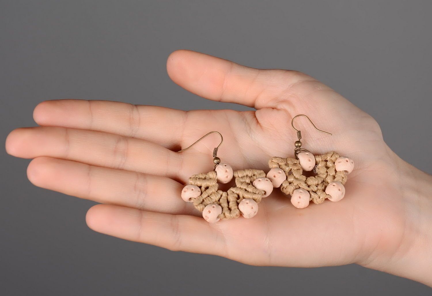 Earrings made of white clay photo 5