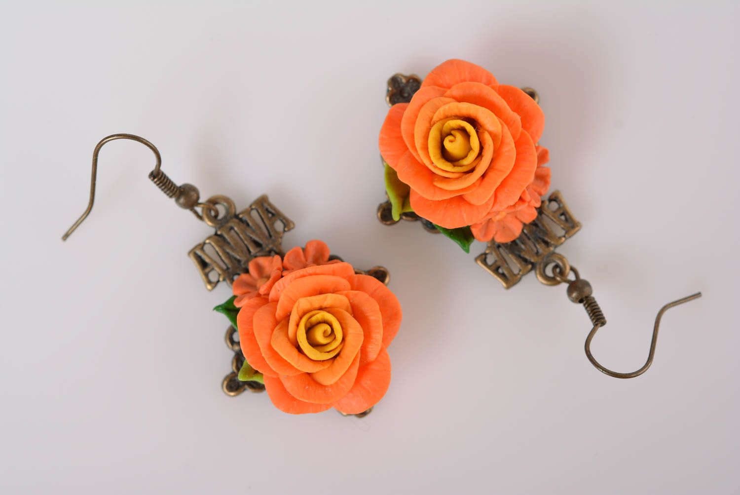 Orange Blumen Ohrringe greller Designer Schmuck Accessoire für Frauen Anna foto 3