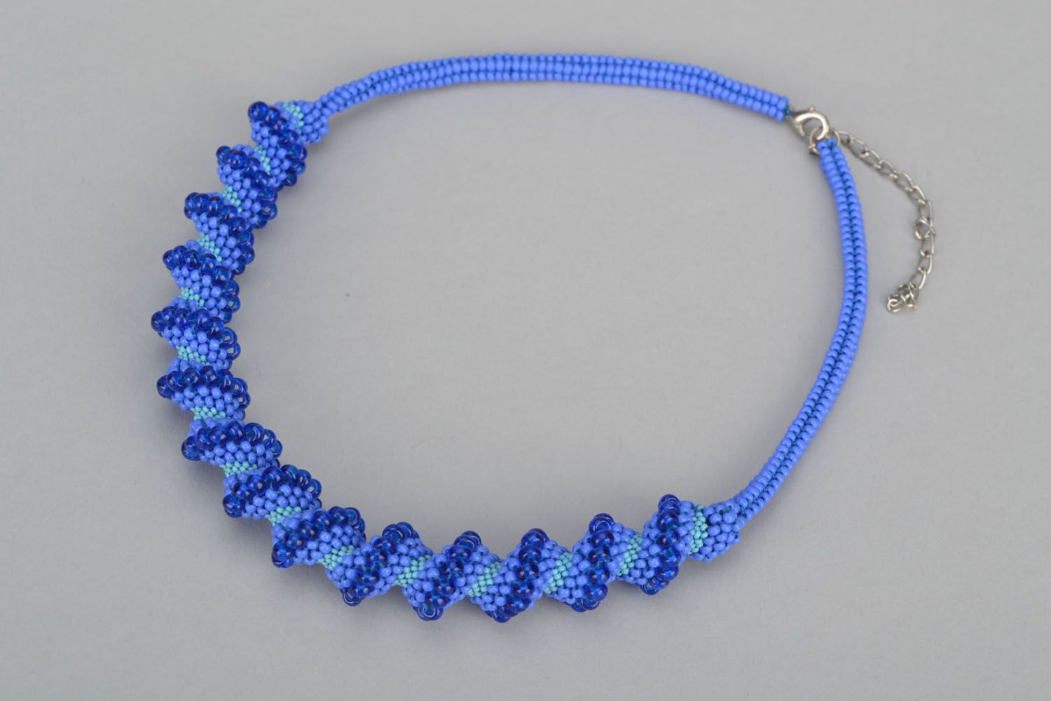 Blue necklace with Czech beads photo 3