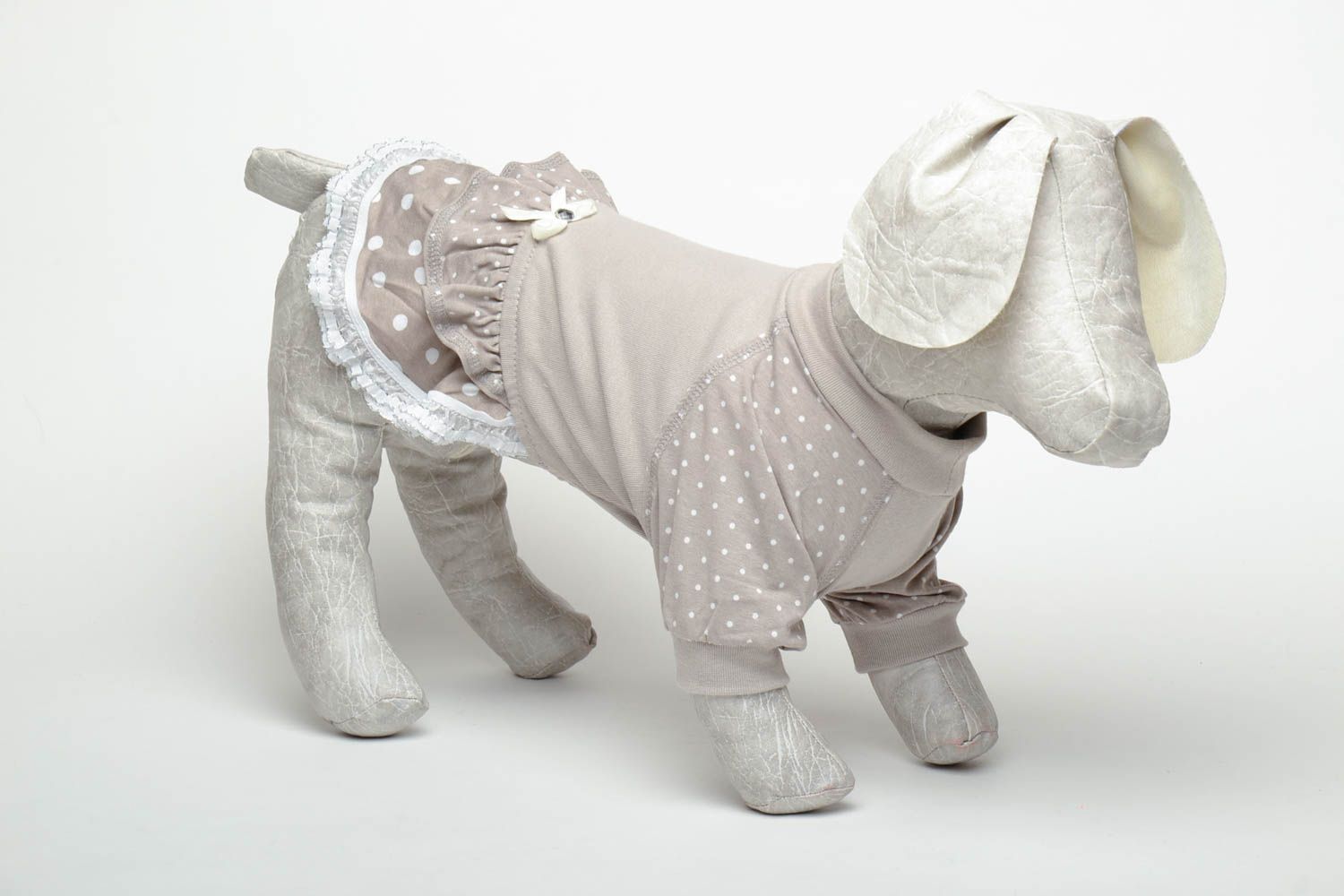 Grey dotted dress for dogs photo 1