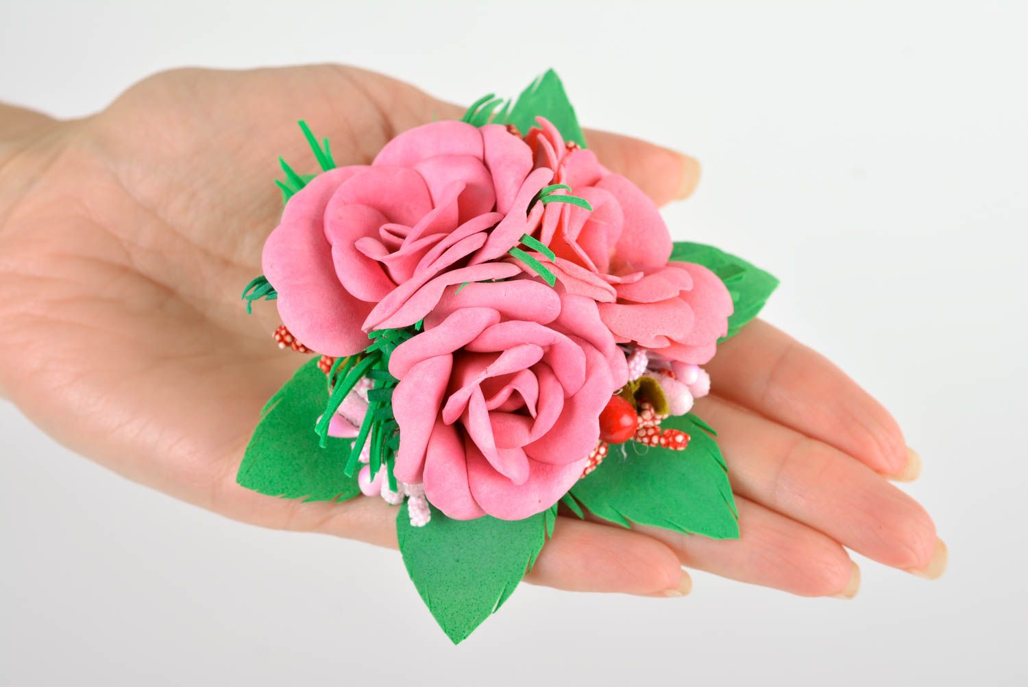 Goma para el pelo hecha a mano accesorio para niñas con flores regalo original foto 2