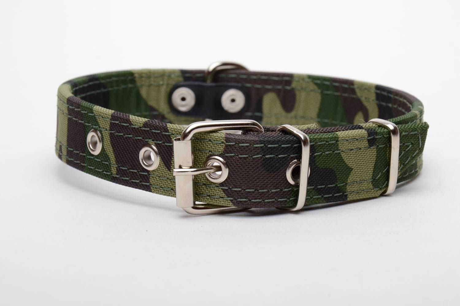 Leather dog collar coated with fabric photo 2