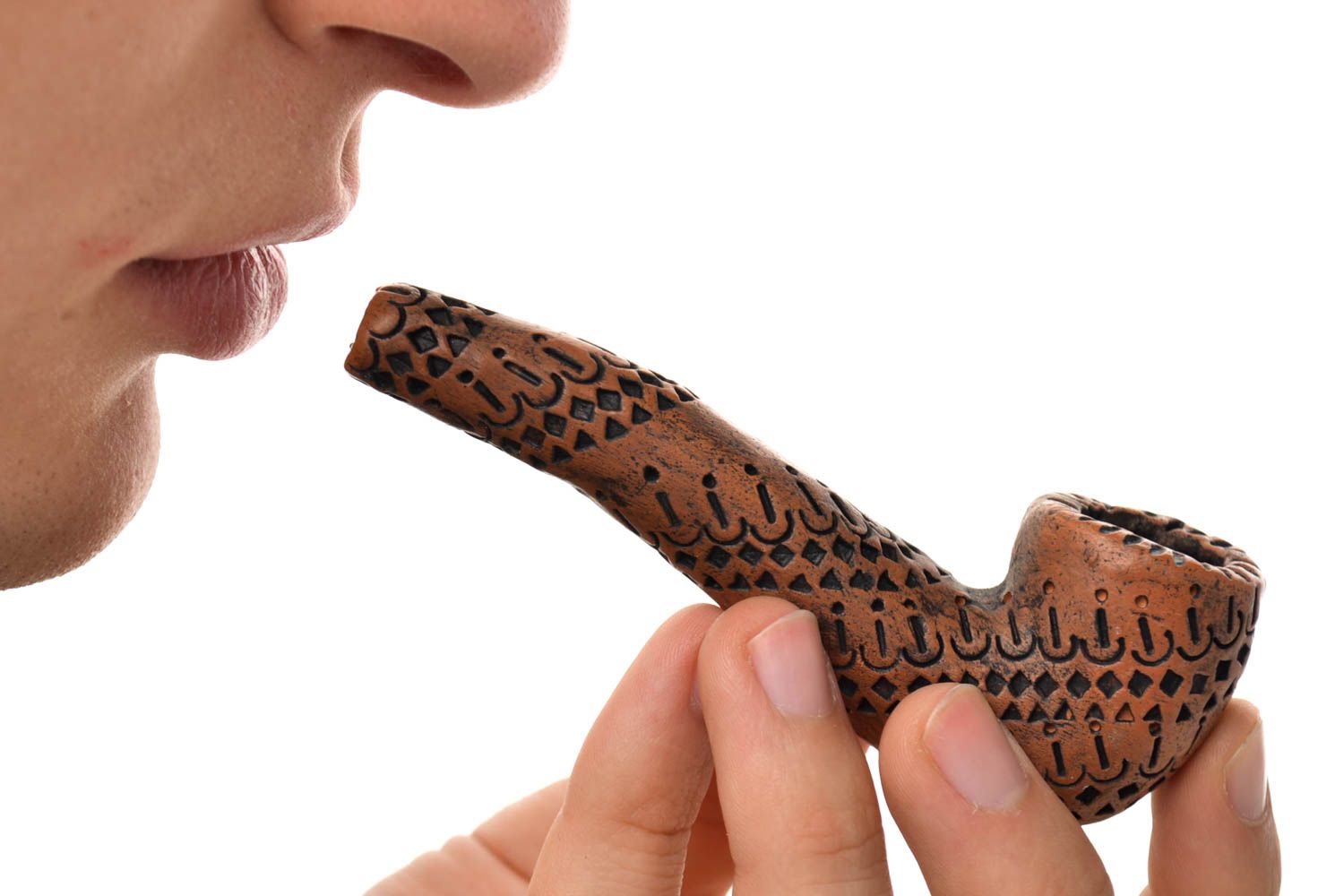 Handgemachte Keramik Pfeife zum Rauchen Geschenk aus Ton kleine Pfeife originell foto 1