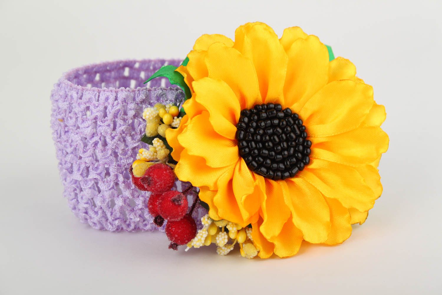 Handgemachter Schmuck Haarband mit Blumen Accessoire für Haare mit Sonnenblume foto 5