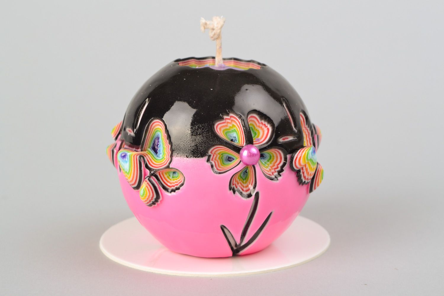 Bougie sculptée ronde en paraffine forme de boule faite main décoration maison photo 4