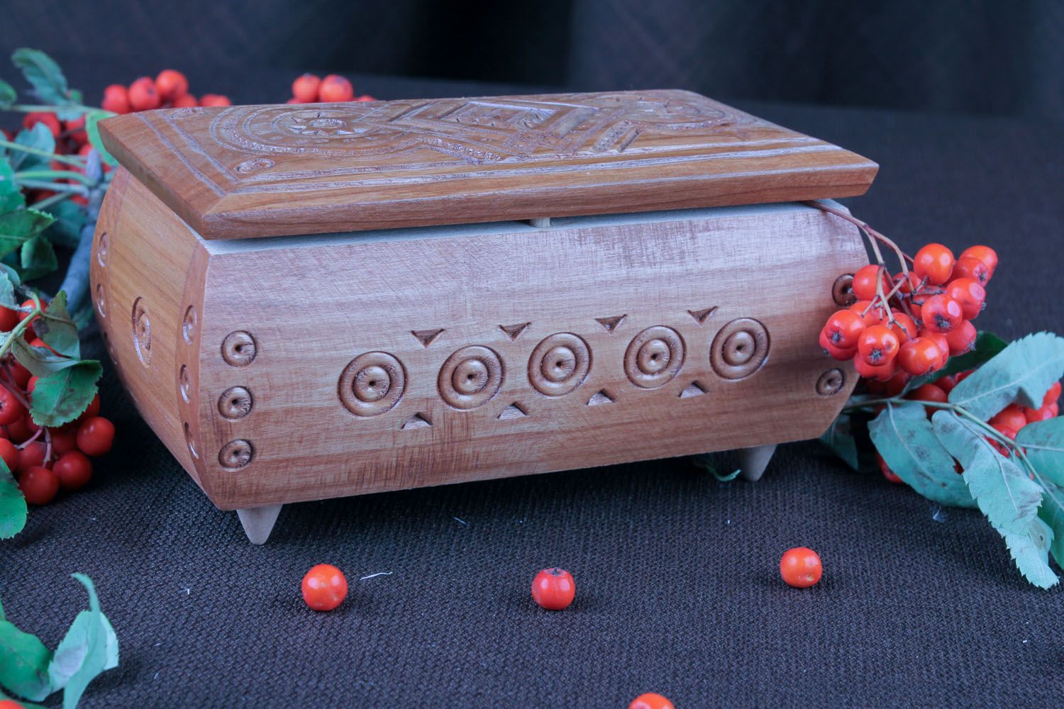 Carved wooden box photo 5