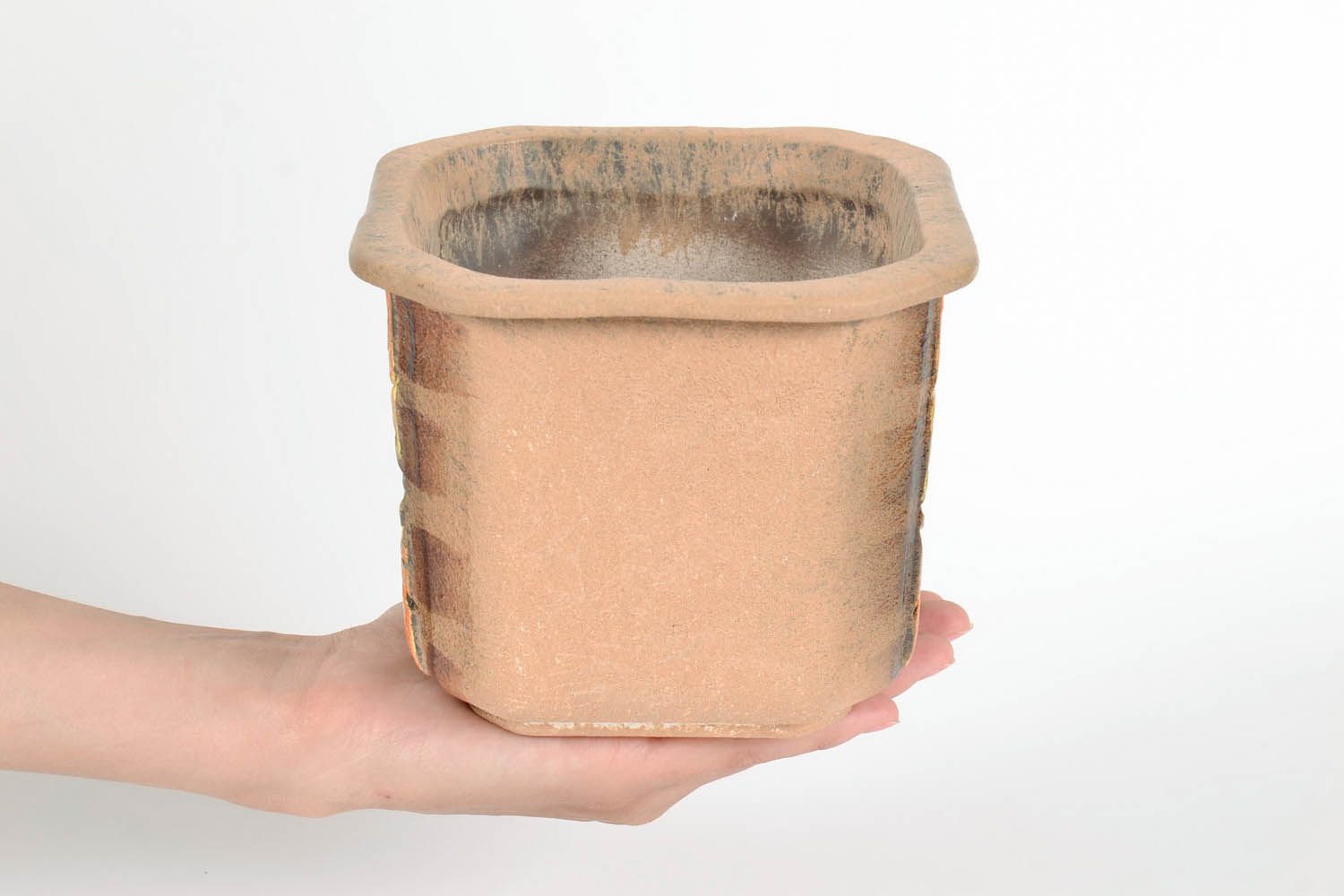 Brown flowerpot with a stand Square photo 5