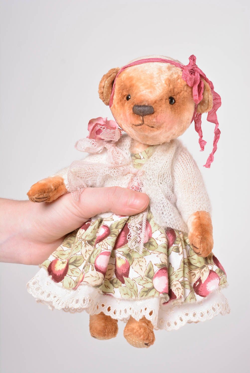 Poupée ours faite main Jouet pour enfant peluche Cadeau original crémaillère photo 2