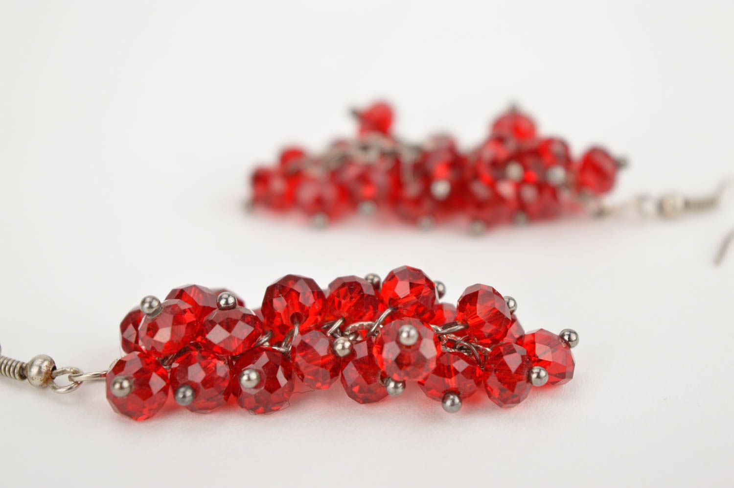 Pendientes de moda de cristal rojo bisuteria artesanal regalo original  foto 3