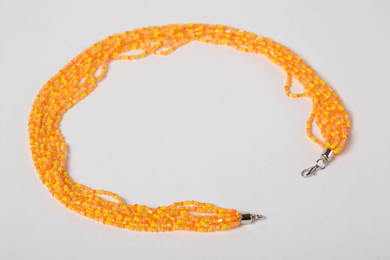 Long collier orange multirang en perles de rocaille fait main original femme photo 5